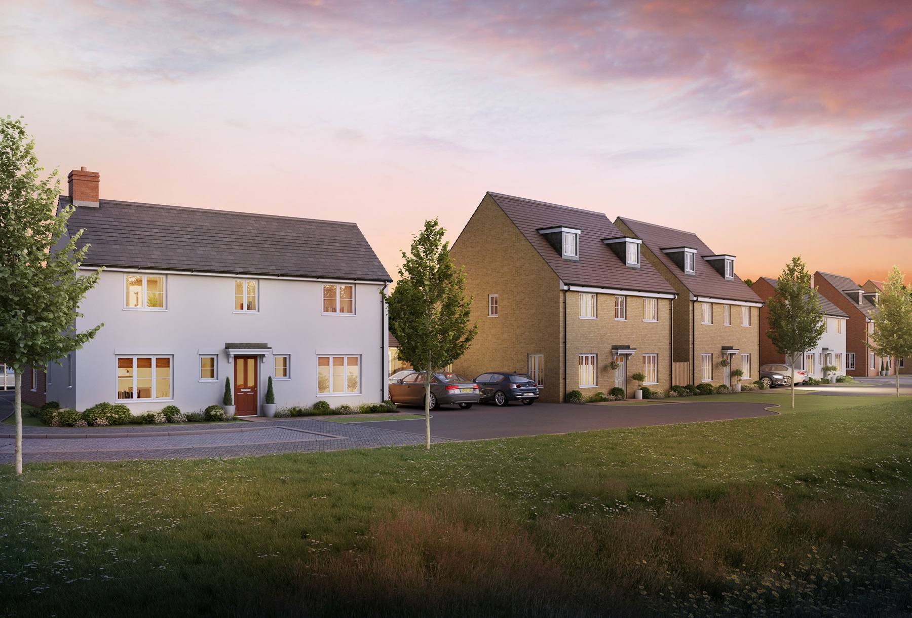 Aspen Gardens Street Scene Dusk Plots 59-62