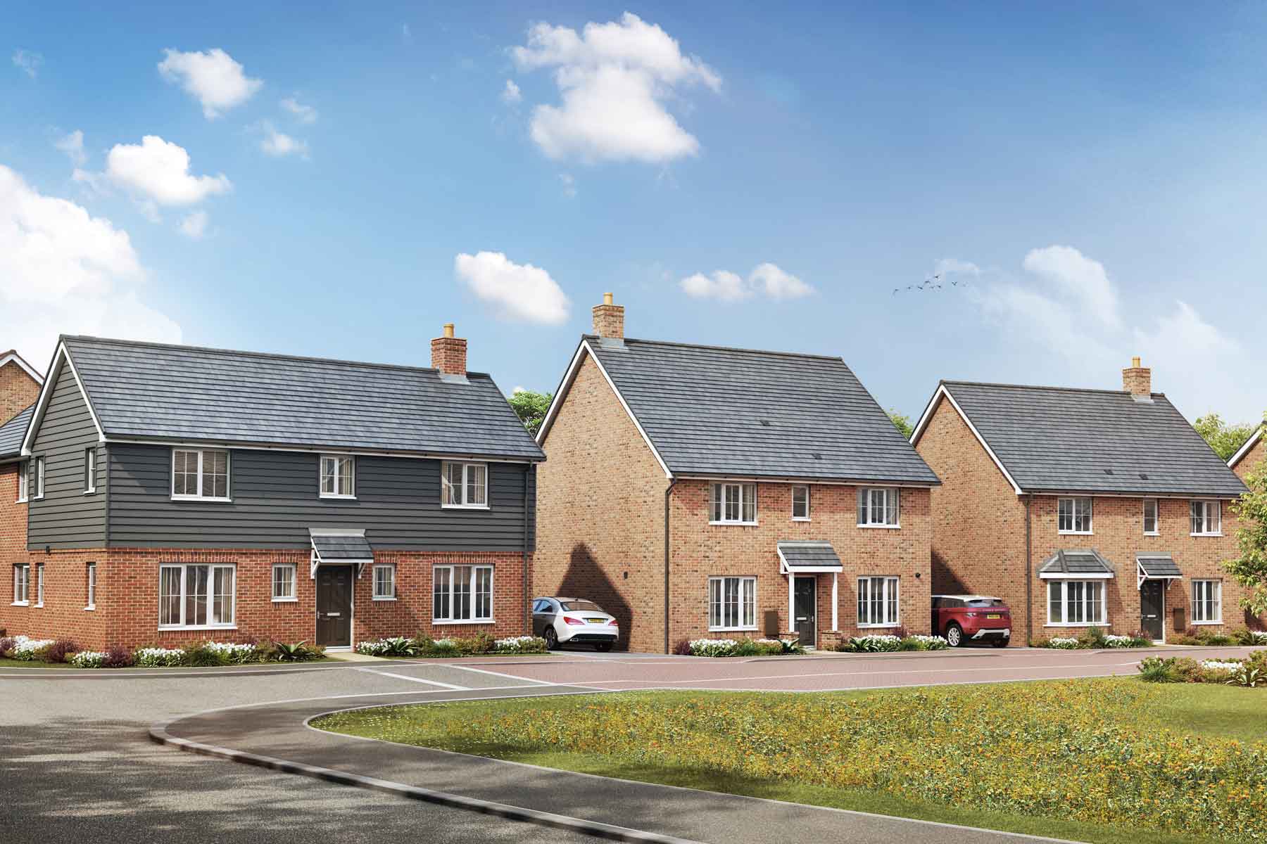 Artists impression of typical street scene at The Hedgerows