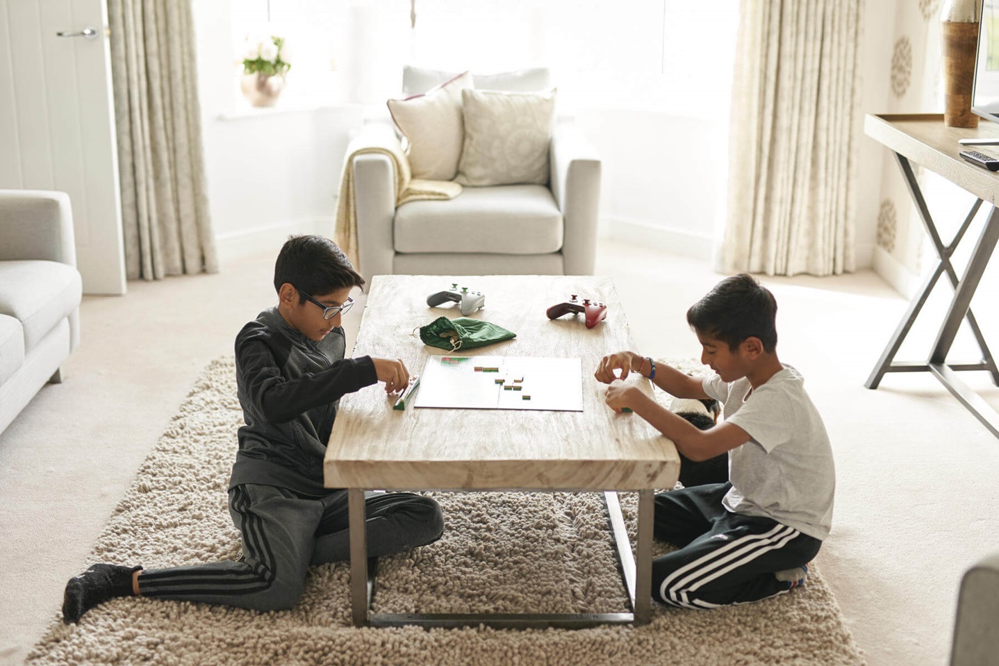 Children playing in the living room